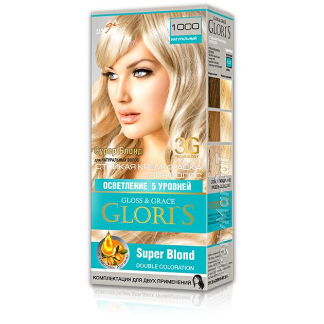 Крем-краска для волос GLORI'S для 2-х применений 1000 Супер блонд ...