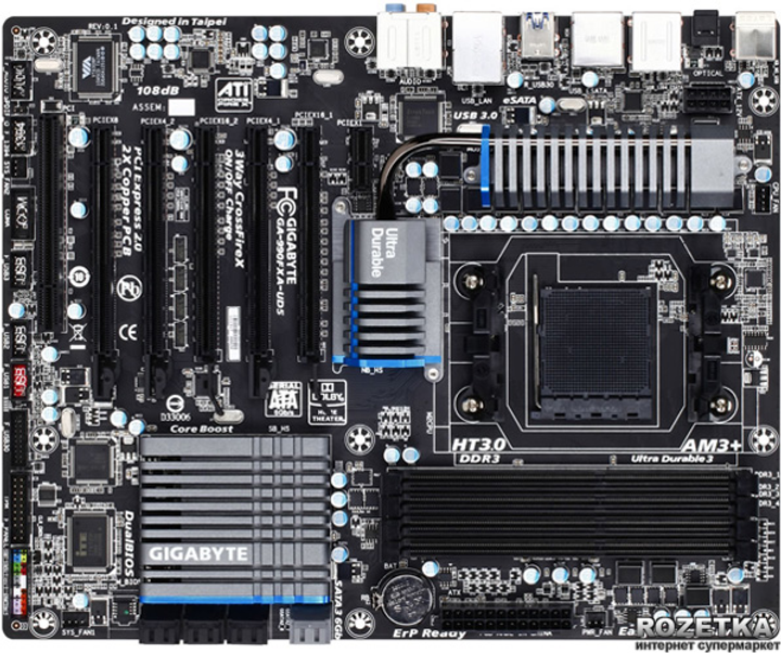 Материнская плата Gigabyte GA-990FXA-UD5 (sAM3+, AMD 990FX, PCI-Ex16 ...