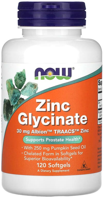 Вітаміни NOW Zinc Glycinate 30 мг 120 софт гель (733739015549) – фото ...