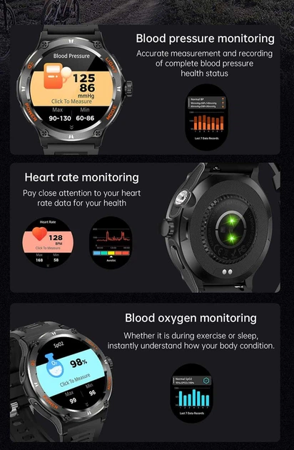 Смарт-годинник LEMFO KT76 Black (дзвінки, тонометр, пульсоксиметр