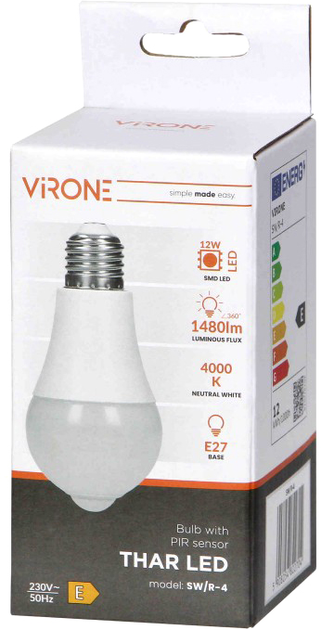 Żarówka LED Virone 12W 4000K 230V E27 Neutralny biały (5908254822704) - obraz 1