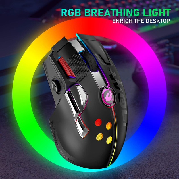 Беспроводная игровая мышь UrChoiceLtd X6 PRO, ультралегкая, сенсор Pixart PAW3325, до 12000 DPI, 2,4G/USB-C, 6 программируемых кнопок, аккумулятор 1000 мАч, для ПК/MAC/PS4/XBOX (черный) - изображение 4