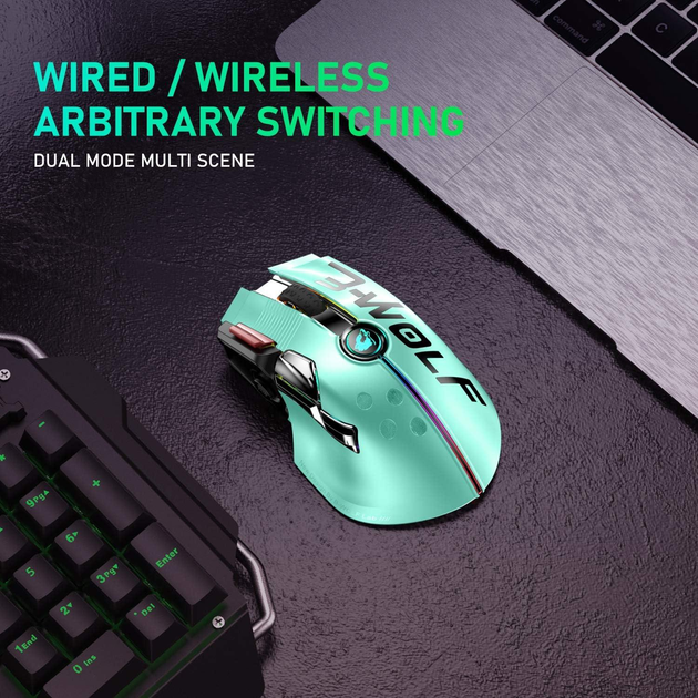 Беспроводная игровая мышь UrChoiceLtd X6 PRO, ультралегкая, сенсор Pixart PAW3325, до 12000 DPI, 2,4G/USB-C, 6 программируемых кнопок, аккумулятор 1000 мАч, для ПК/MAC/PS4/XBOX (зеленый) - изображение 5