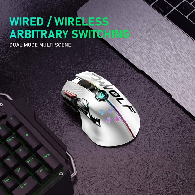 Беспроводная игровая мышь UrChoiceLtd X6 PRO, ультралегкая, сенсор Pixart PAW3325, до 12000 DPI, 2,4G/USB-C, 6 программируемых кнопок, аккумулятор 1000 мАч, для ПК/MAC/PS4/XBOX (белый) - изображение 8