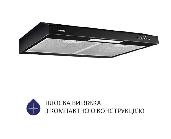 Витяжка пласка Minola HPL 612 BL чорна - изображение 2