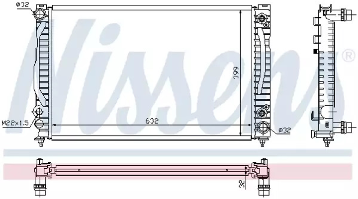 Радіатор охолодження двигуна VW PASSAT, AUDI A4, NISSENS (60498) - зображення 1