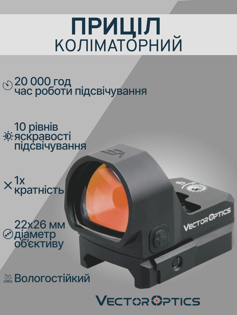 Коллиматорный прицел Vector Optics Frenzy AUT 1x22x26 3MOA SCRD-37 - изображение 2