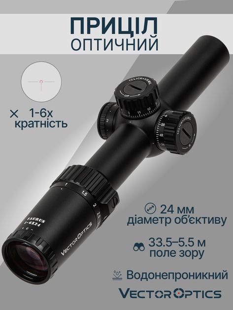 Оптичний приціл Vector Optics Taurus 1-6x24 (30мм) illum. FFP SCFF-27 - зображення 2