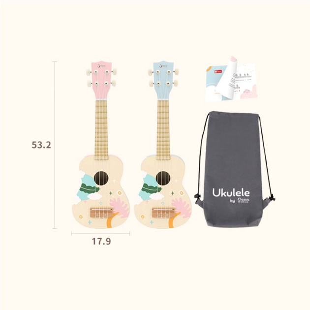 Drewniana gitara Classic World Ukulele Rozowa (6927049045639) - obraz 6