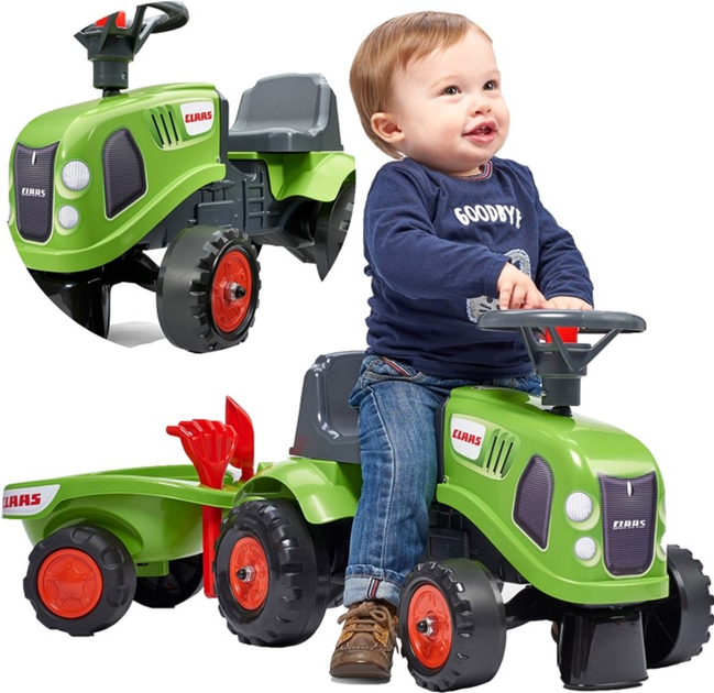 Jeździk Falk Baby Claas Traktor z przyczepą i akcesoriami Zielony (3016200021230) - obraz 3