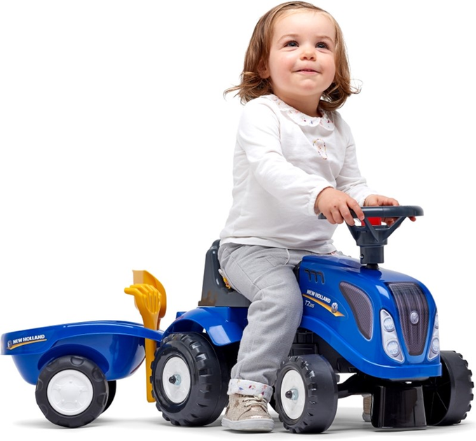 Jezdzik Falk Baby New Holland Traktor z przyczepą i akcesoriami Niebieski (3016200028031) - obraz 4
