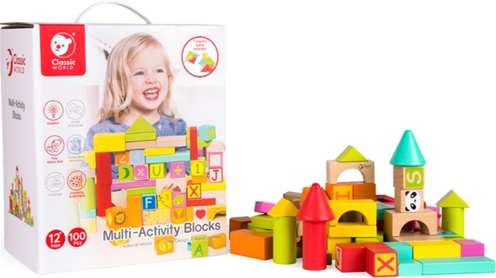 Klocki drewniane Classic World Multi Activity Blocks 100 elementów (6927049005329) - obraz 2