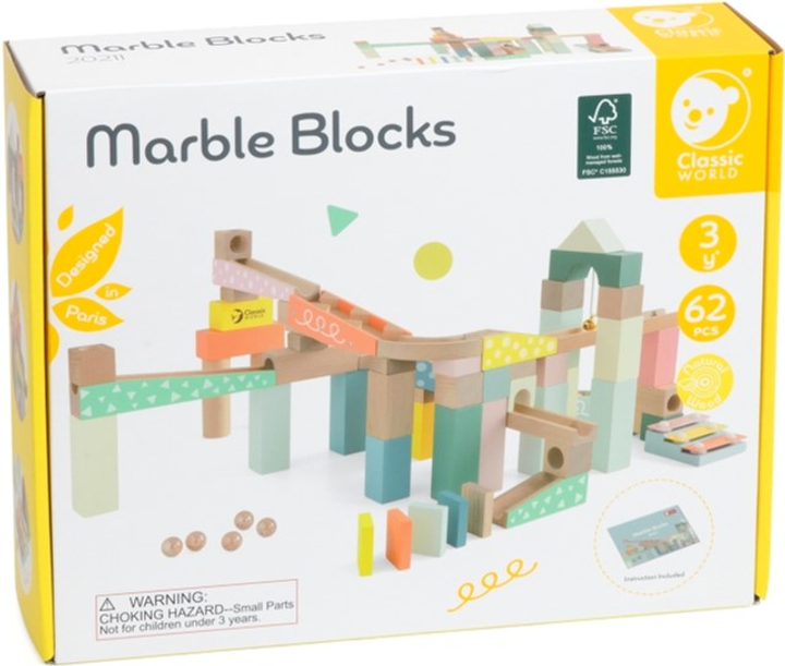 Конструктор дерев'яний Classic World Marble Blocks 62 деталі (6927049022111) - зображення 1