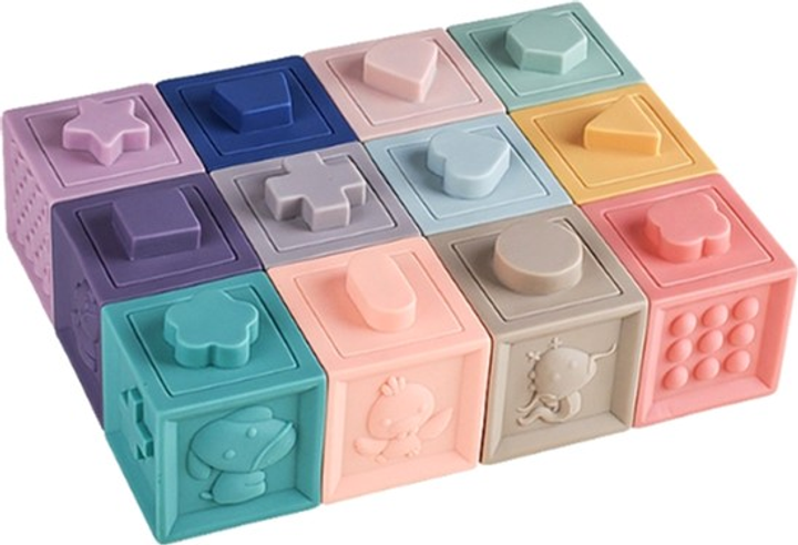 Zestaw edukacyjnych kostek sensorycznych Woopie Soft Building Blocks od 3 miesięcy (5904326941786) - obraz 4