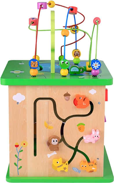 Drewniana sensoryczna kostka Tooky Toy Labirynt ze zwierzętami (6972633375906) - obraz 3