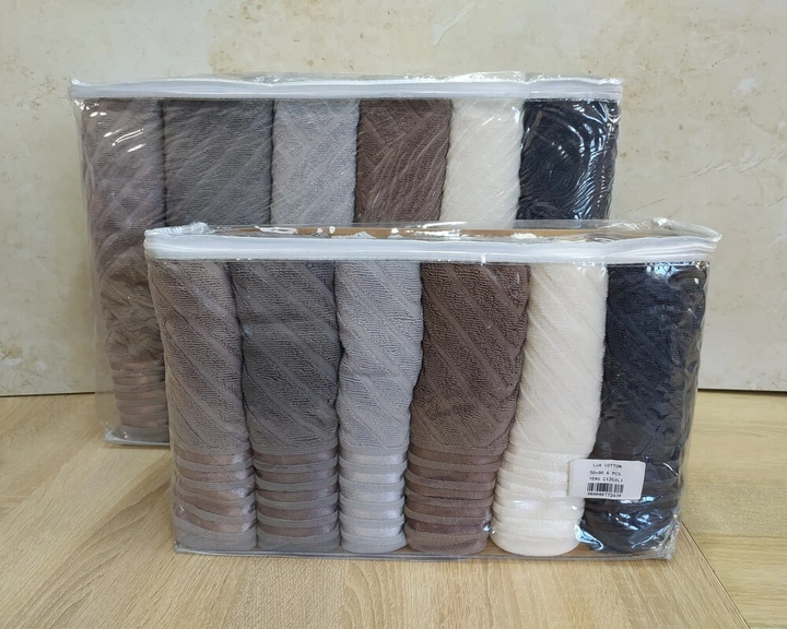 Набор турецких махровых полотенец Gulcan 50х90 6 штук + 70х140 6 штук Jacquard Cotton Lux Yeni Cizgili - изображение 4