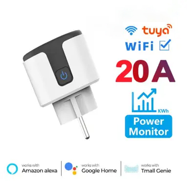 Умная смарт розетка со счетчиком электроэнергии Tuya Smart WiFi Head ...