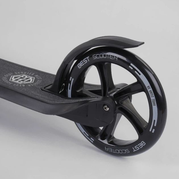 Самокат двоколісний "Best Scooter", c PU колесами, широким велосипедним кермом, новим затискачем керма. Black (98440) - Фото 5 Самокат двоколісний "Best Scooter", c PU колесами, широким велосипедним кермом, новим затискачем керма. Black (98440) - зображення 5