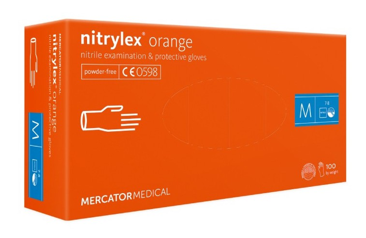 Рукавички нітрилові Mercator Medical Nitrylex Orange M Помаранчеві 100 шт (00-00000260) - изображение 1