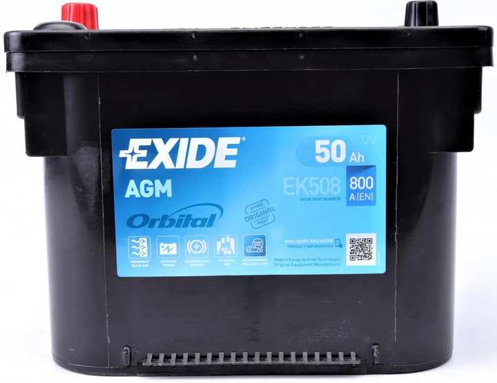 Аккумуляторная батарея Exide Start-Stop AGM Orbital 50 А/час 800 A 260 x 173 x 206 мм (+/-) B7 (EK508) - изображение 5