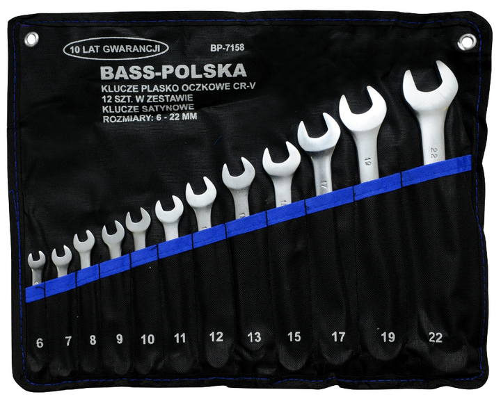 Zestaw kluczy płasko oczkowych Bass Polska 6 - 22 mm 12 szt 7158 (5902067605769) - obraz 1