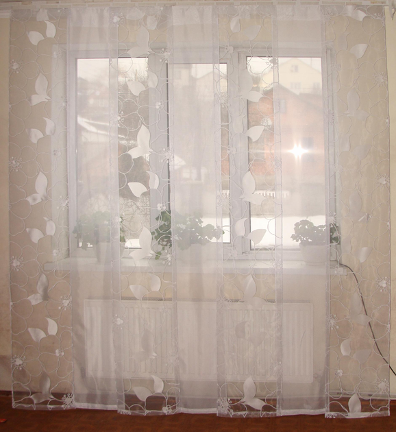 Комплект панельних шторок до підлоги Firanka Flowers карниз 250см білі (21_6т) - зображення 1