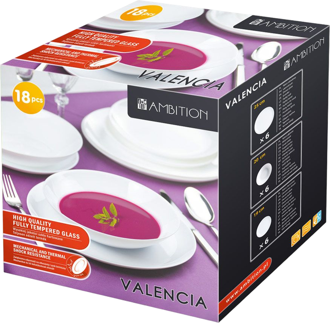 Столовий сервіз Ambition Valencia на 6 осіб білий 18 предметів (5904134193667) - зображення 4