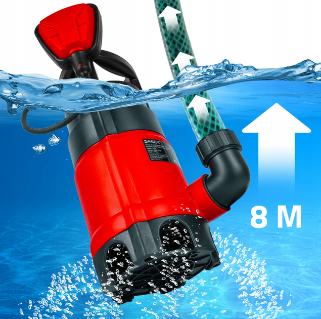 Дренажний насос для брудної та чистої води з поплавком MalTec 750Вт 12500л/год - зображення 5