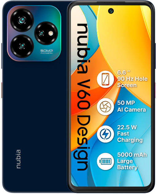 Мобільний телефон Nubia V60 Design 6/256GB Blue - зображення 1