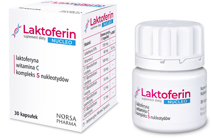 Дієтична добавка Norsa Pharma Laktoferin Nucleo 30 капсул (5905669770149) - зображення 3