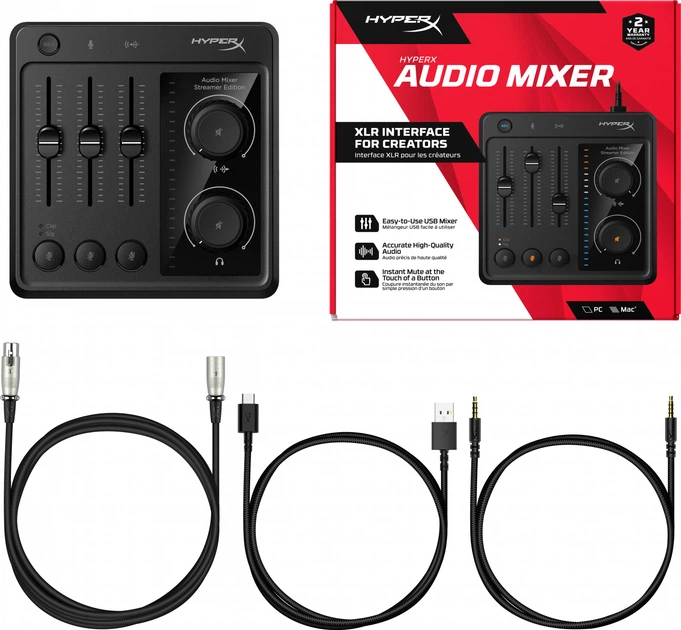 Внешняя звуковая карта-микшерный пульт HyperX Audio Mixer XLR USB