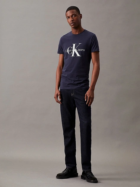 Футболка бавовняна чоловіча Calvin Klein Jeans J30J320935CHW 2XL Темно-синя (8719855869305) - зображення 3