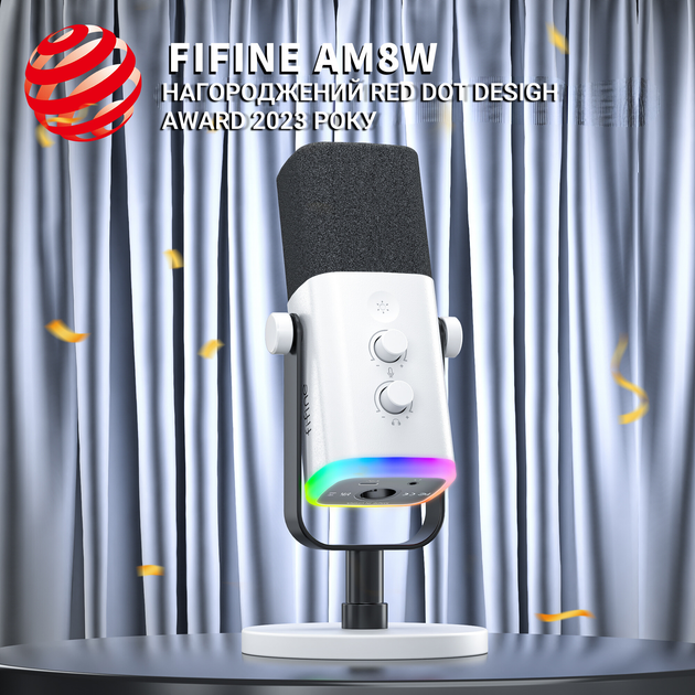 Мікрофон динамічний Fifine AM8W USB/XLR White - зображення 5