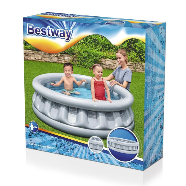 Открытый круглый надувной детский бассейн с ненадувным дном Bestway 51080 «Космический корабль», 152 х 43 см 512 л (D-2019091777) - изображение 8