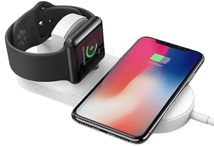 Ładowarka bezprzewodowa All New 2w1 dla Apple iPhone i Watch 10W Biała (8590274649101) - obraz 1