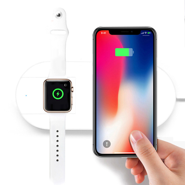 Ładowarka bezprzewodowa All New 2w1 dla Apple iPhone i Watch 10W Biała (8590274649101) - obraz 3