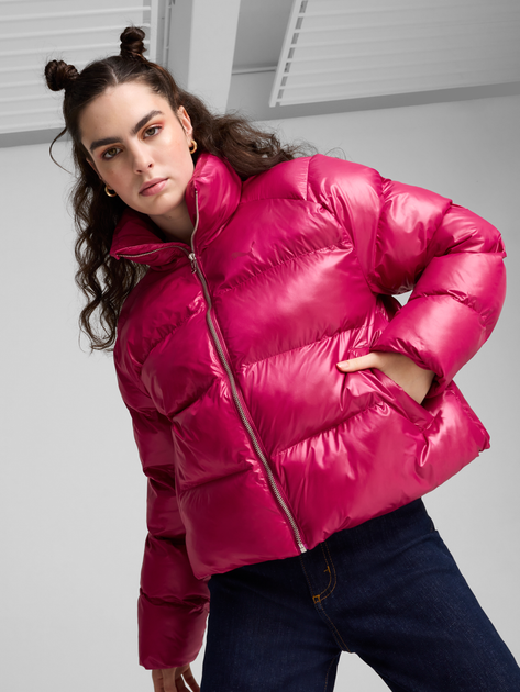 Kurtka zimowa damska krótka Puma Shiny Puffer Jacket 62651445 M Malinowa (4067981420681) - obraz 1