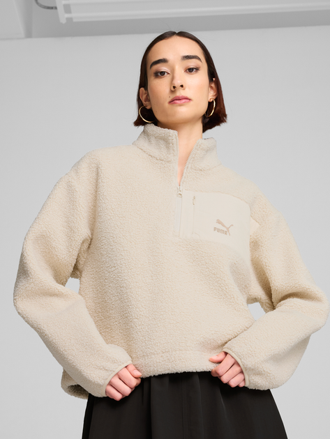 Толстовка на блискавці чоловіча Puma Classics Half-Zip 62679687 L Біла (4067981448487) - зображення 1