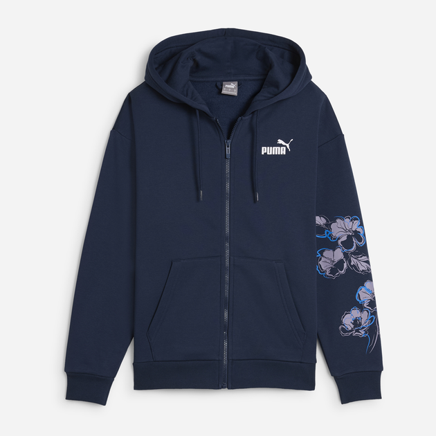 Спортивна кофта жіноча Puma Ess + Floral Vibes FZ Hoodie FL 68602614 L Темно-синя (4067982706227) - зображення 1