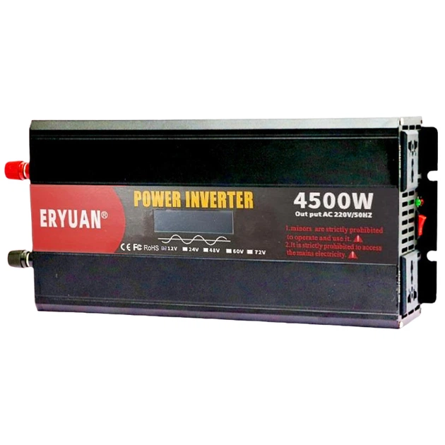 Автомобільний інвертор Чиста синусоїда ERYUAN 12V4500W дисплей, 2 розетки, перетворювач напруги - зображення 4