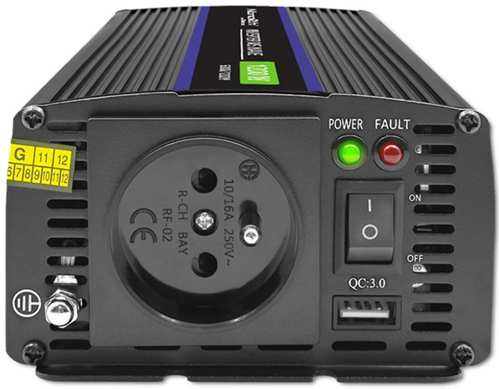 Przetwornica samochodowa Qoltec Monolith 1200 MS Wave 600 W/1200 W 12 V na 230 V (5901878519258) - obraz 4