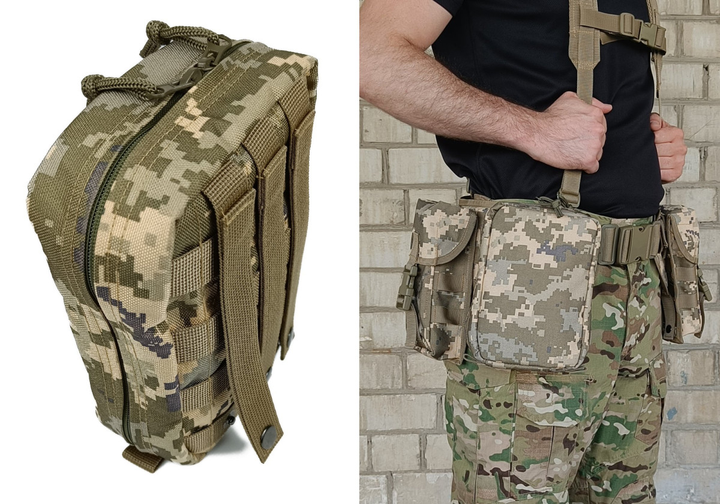 Подсумок аптечка тактическая MOLLE пиксель ВСУ MM-14 для РПС, разгрузки или жилета - изображение 1