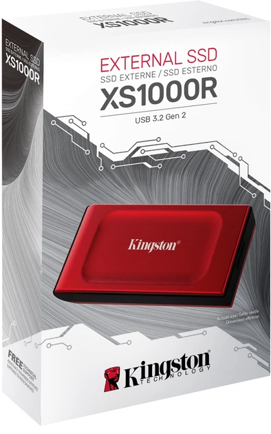 Dysk SSD Kingston XS1000 Portable 2000GB USB 3.2 Gen 2 Red (SXS1000R/2000G) - Zdjęcie 5 Dysk SSD Kingston XS1000 Portable 2000GB USB 3.2 Gen 2 Red (SXS1000R/2000G) - obraz 5
