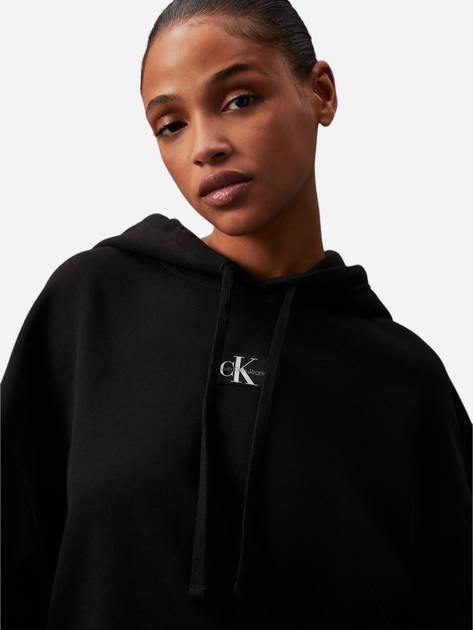 Bluza damska z kapturem oversize Calvin Klein Jeans J20J224063-BEH M Czarna (8720109955705) - obraz 4