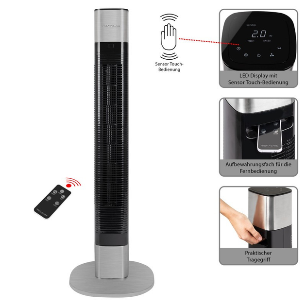 Вентилятор колонний ProfiCare Tower Fan 105 см, 50 Вт з тихою роботою та пультом ДК (PC-TVL 3068) - зображення 8