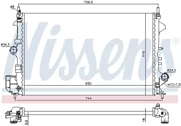 Радиатор охлаждения двигателя VAUXHALL VECTRA, OPEL VECTRA, NISSENS (630789) - изображение 1