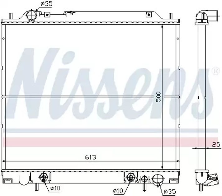 Радіатор охолодження двигуна MITSUBISHI DELICA, NISSENS (62855) - зображення 1