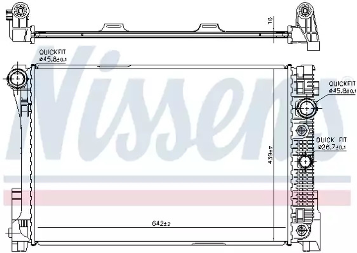 Радіатор охолодження двигуна MERCEDES-BENZ C-CLASS, NISSENS (67161) - зображення 1