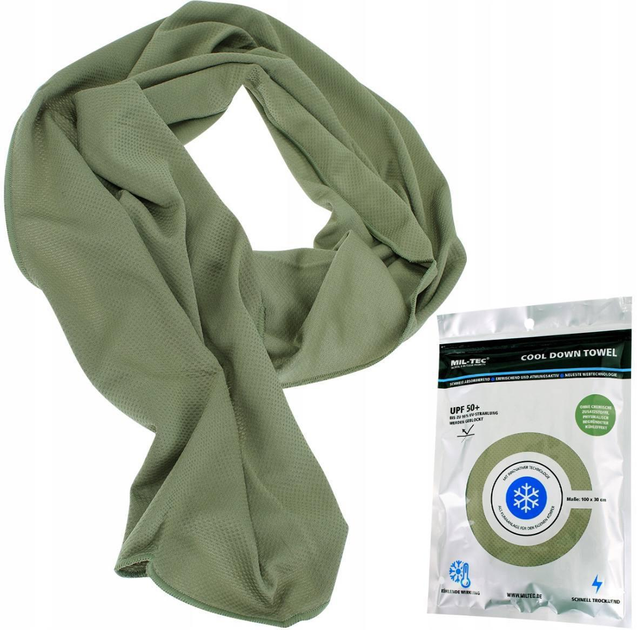 Охолоджуючий шарф Mil-Tec Cool Down Towel Olive олива маскувальний - зображення 1