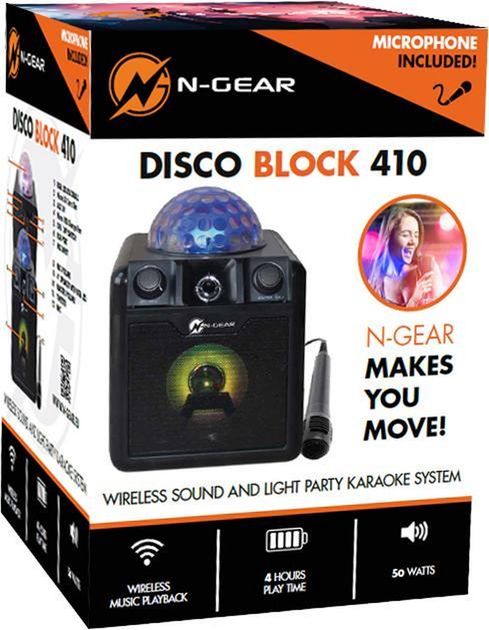 Przenośny głośnik N-Gear Bluetooth z dwoma mikrofonami DiscoBlock 410 Black (8719327187524) - obraz 9